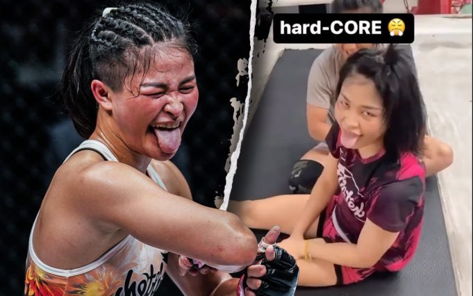 Stamp Fairtex strengthening her core in preparation for war
